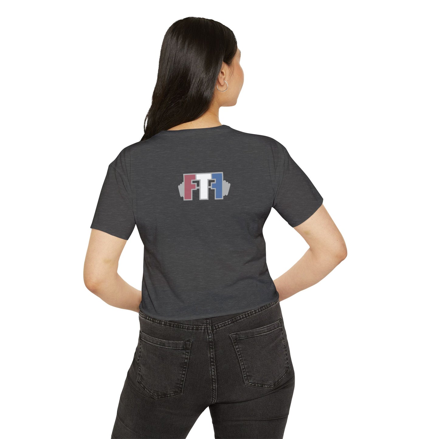 Crop Top — "I Workout Because My Husband Is Hot" Patriotic Fitness Graphic