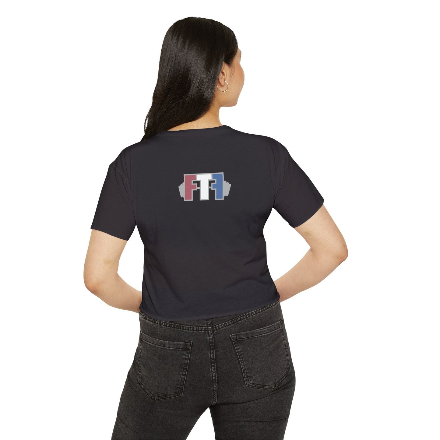 Crop Top — "I Workout Because My Husband Is Hot" Patriotic Fitness Graphic