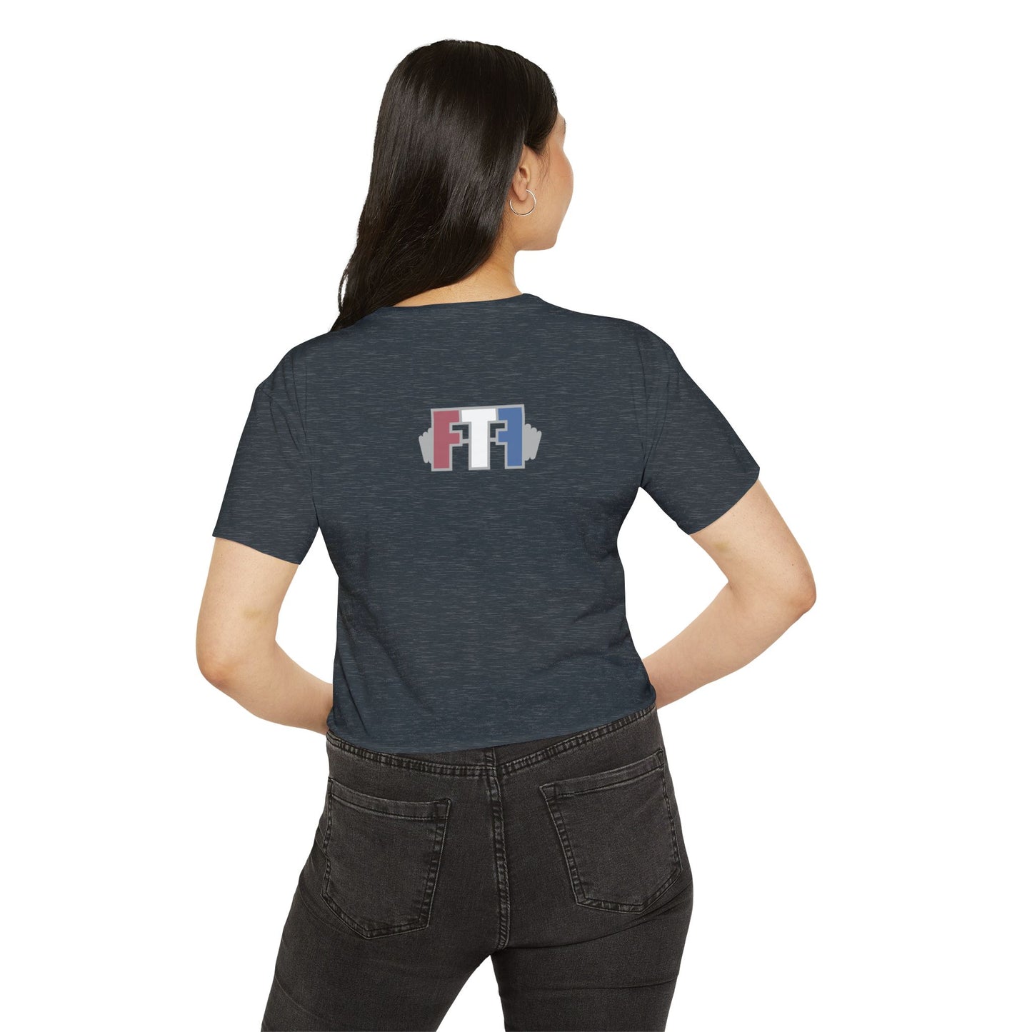 Crop Top — "I Workout Because My Husband Is Hot" Patriotic Fitness Graphic