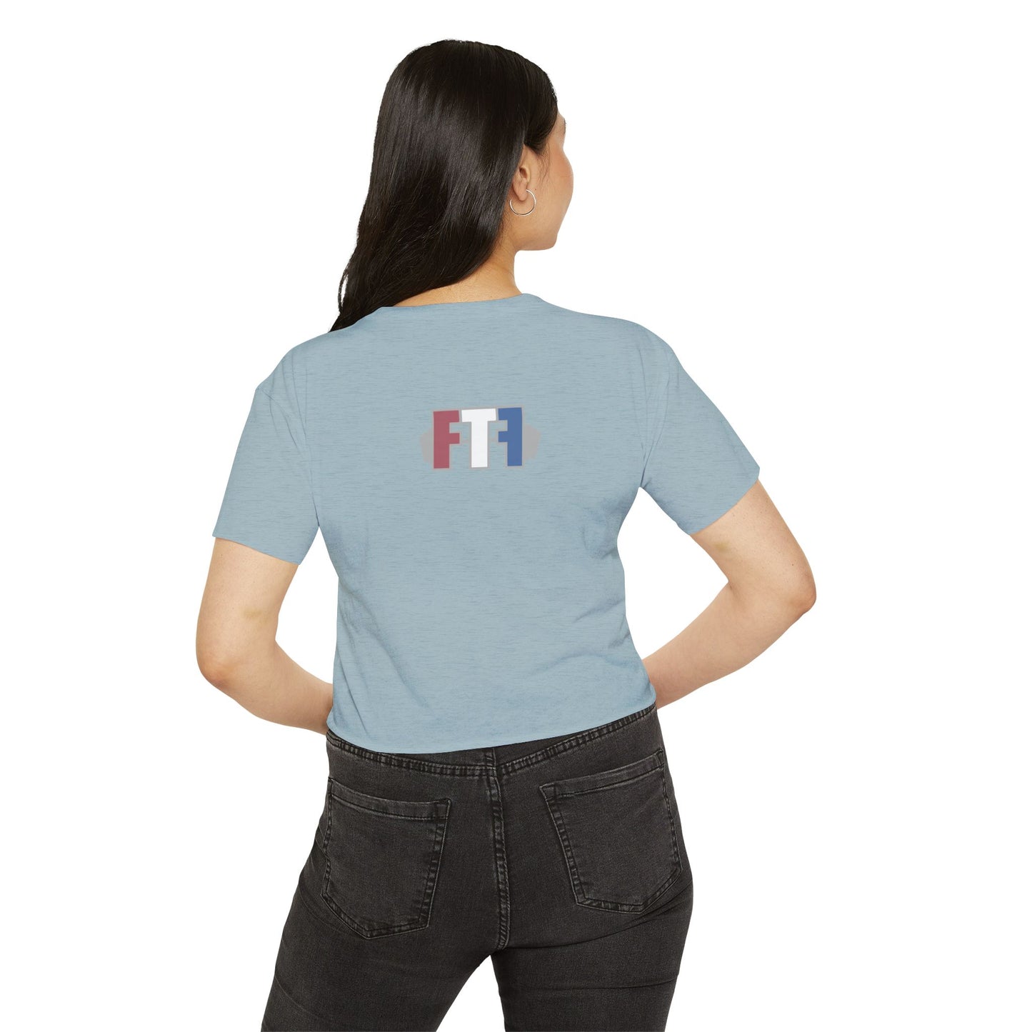 Crop Top — "I Workout Because My Husband Is Hot" Patriotic Fitness Graphic